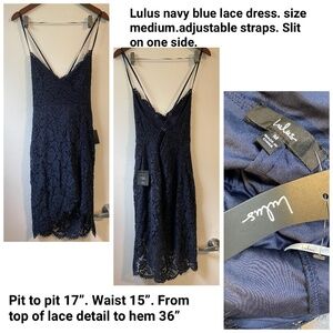 Lulus navy blue lace dress. Size medium